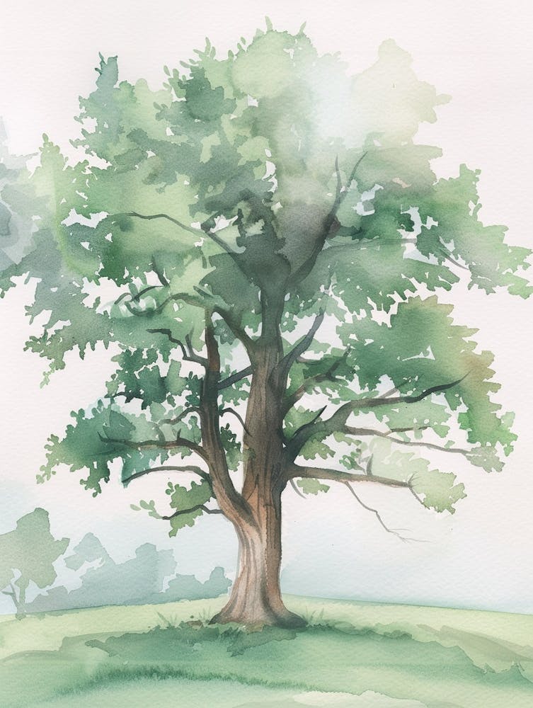 Oak Tree Atmospheric Watercolour Painting 12