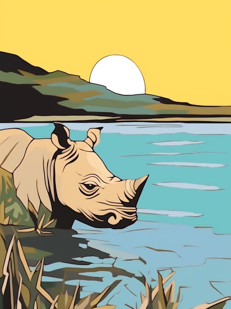 Einfache Nashorn-Illustration Sonnenaufgang 2