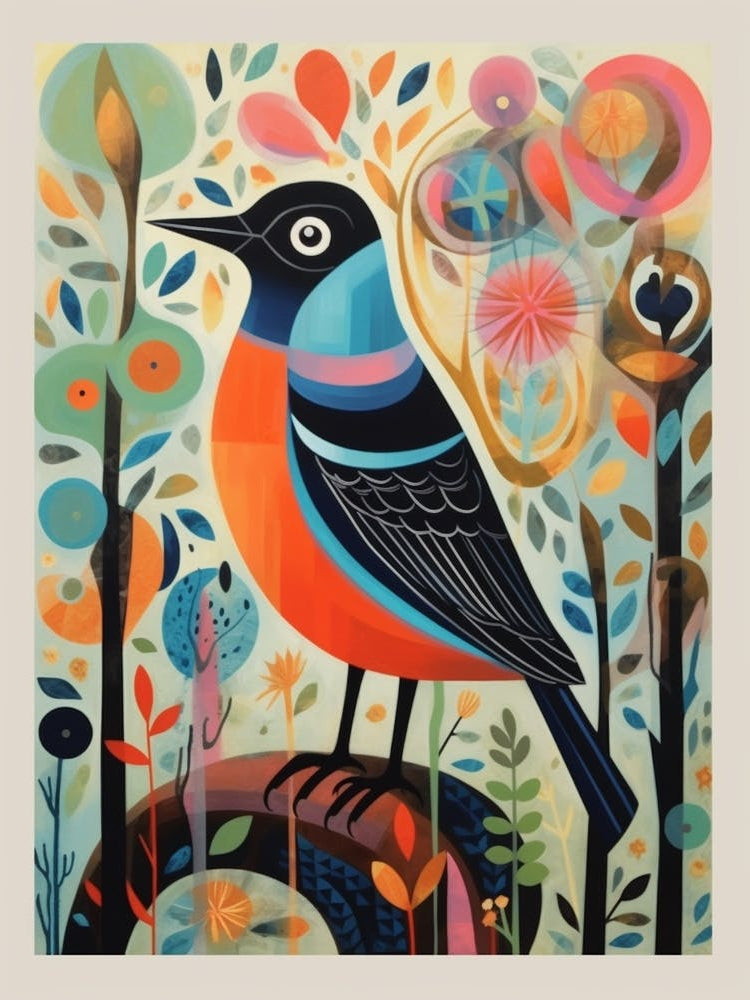 Colourful Scandi Bird European Robin 3