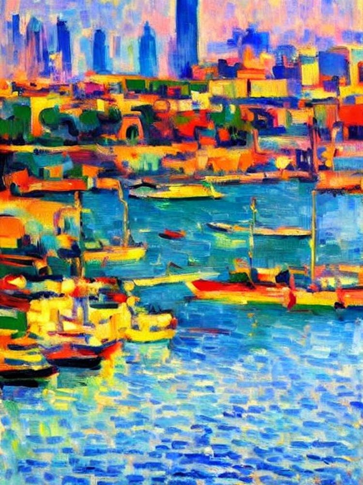 Dubai Creek United Arab Emirates Brushwork Painting harbour
