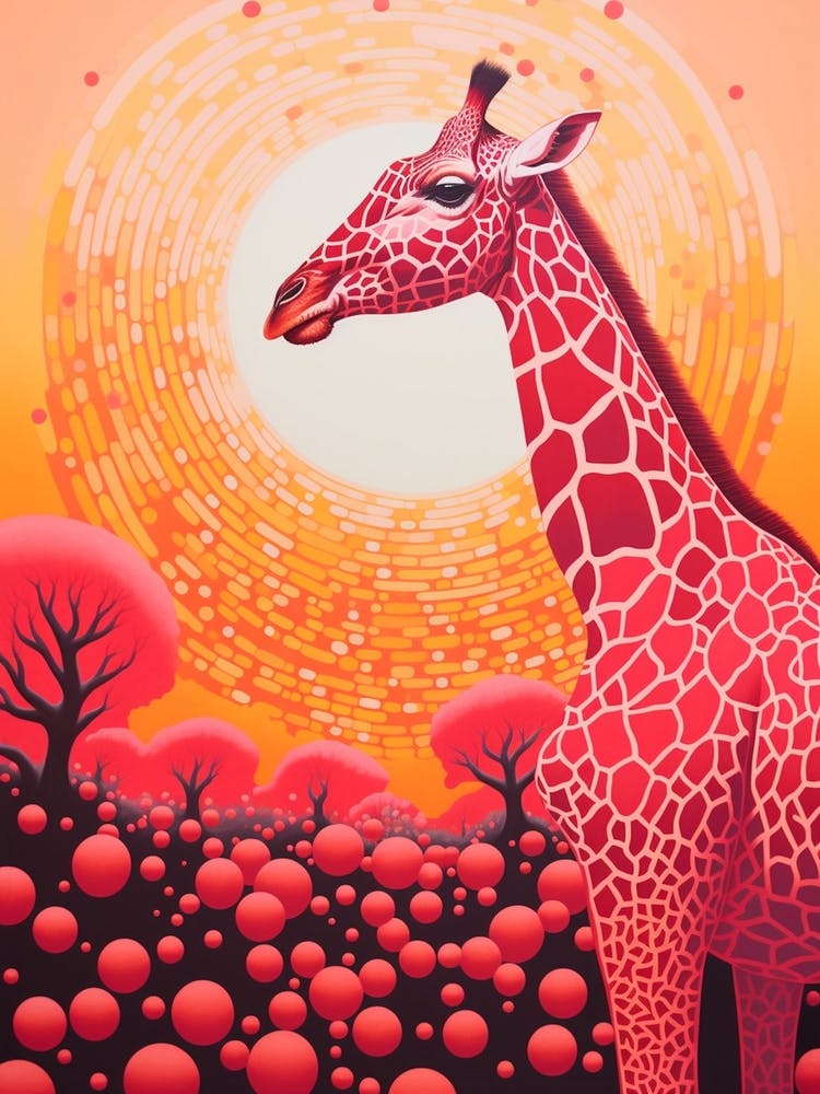 Giraffe In The Sunset Orange Tones 4