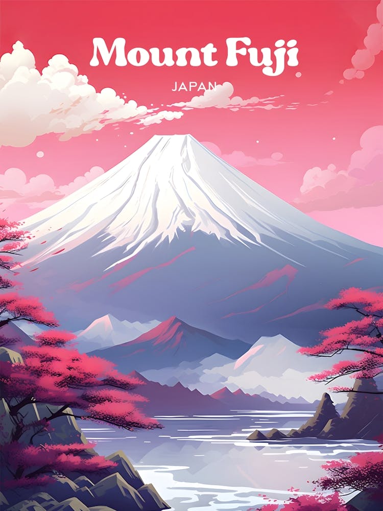 Mount Fuji Japan Climbing Travel Illustration