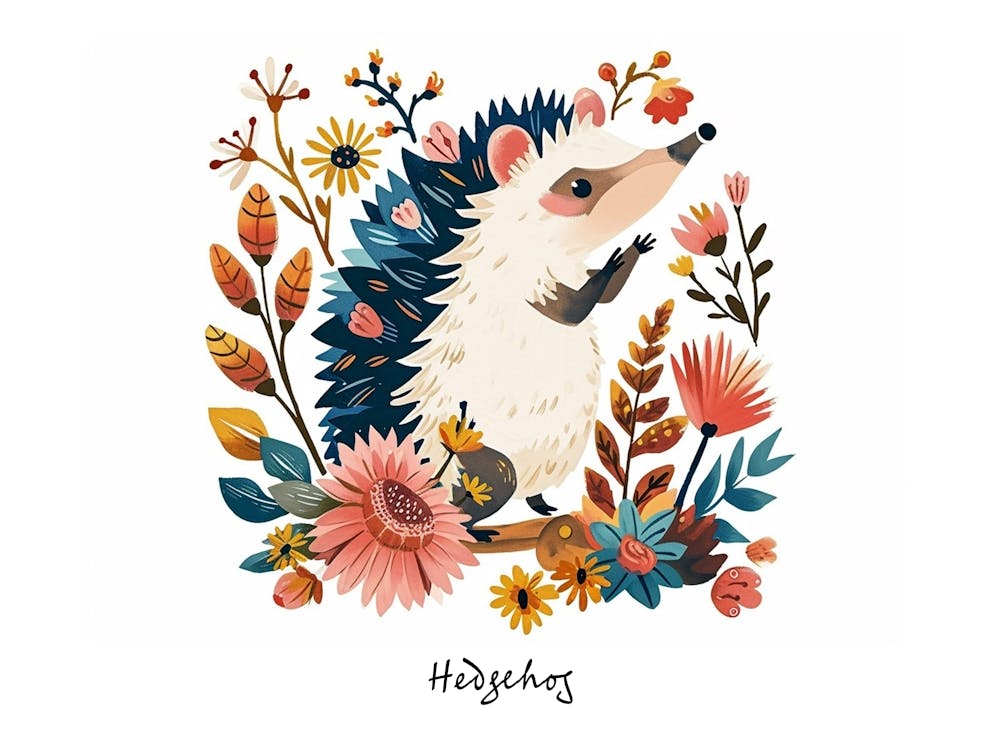 Little Floral Hedgehog 1 Poster