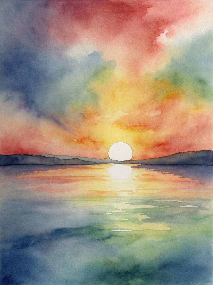 Sunset Watercolor Painting