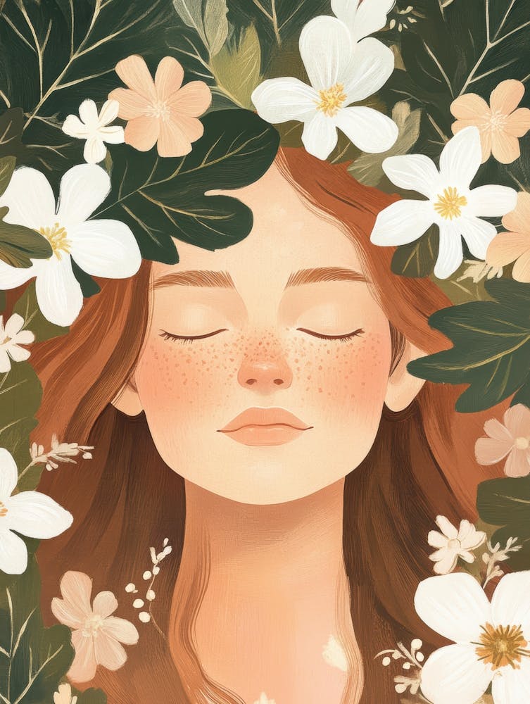 Portrait Of A Girl With Flowers 4