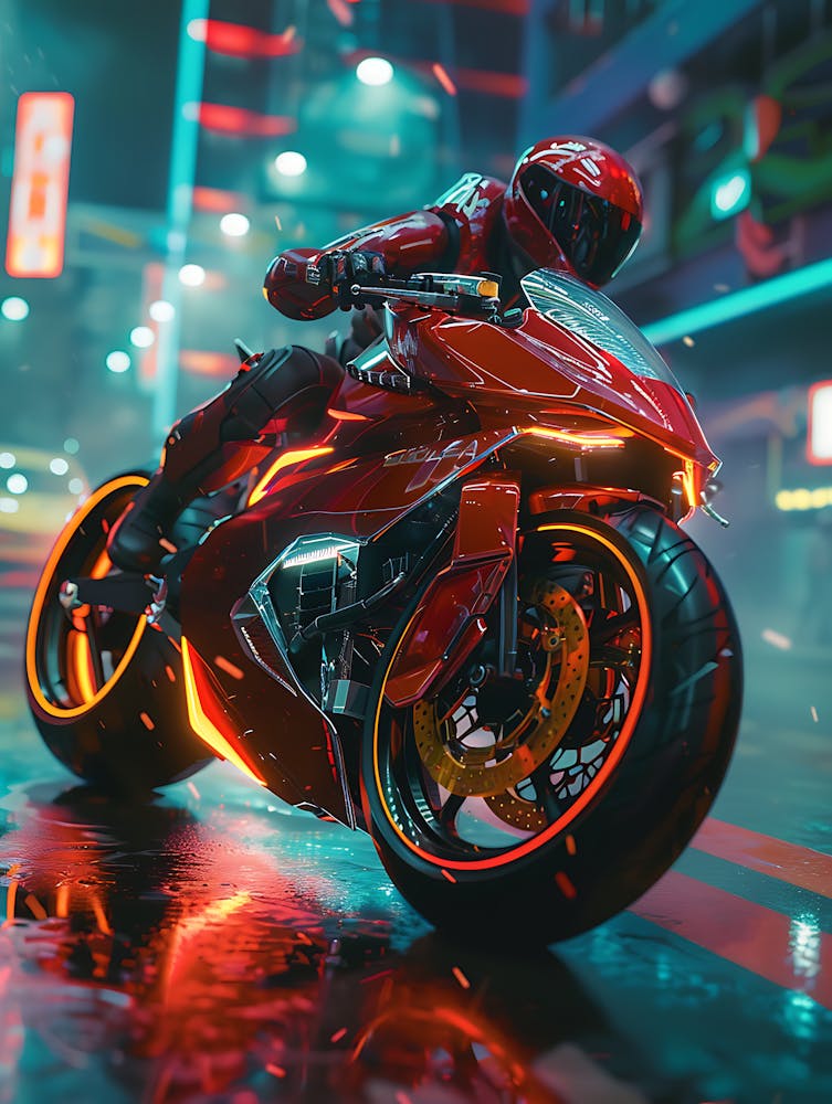 Red Motorcycle On The Road