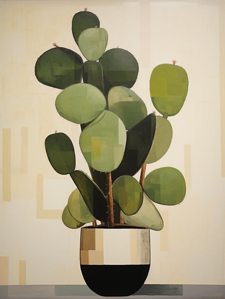 Modern Still Life Cactus Painting