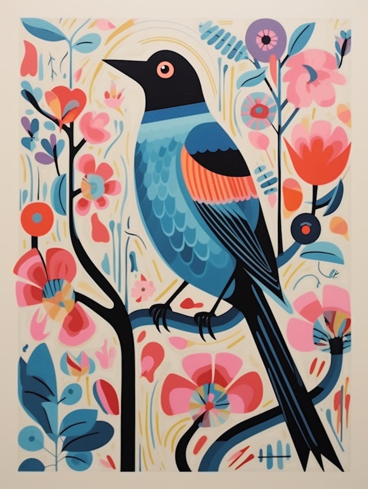 Colourful Scandi Bird Cowbird 3