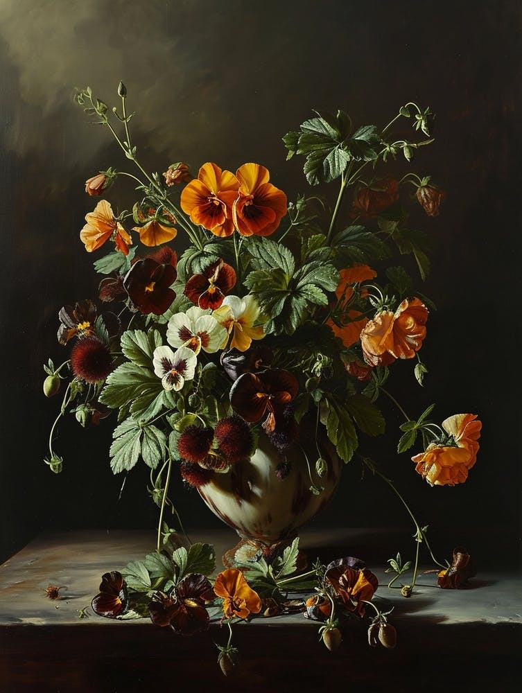 Baroque Floral Still Life Aconitum 2