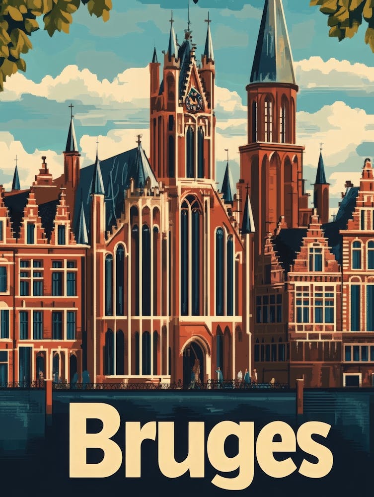 Aihrgdesign Ein Retro-Reiseposter für Bruges Featuring The Ba 2359098e Fdad 4358 9f21 7abe427ee9ee 2