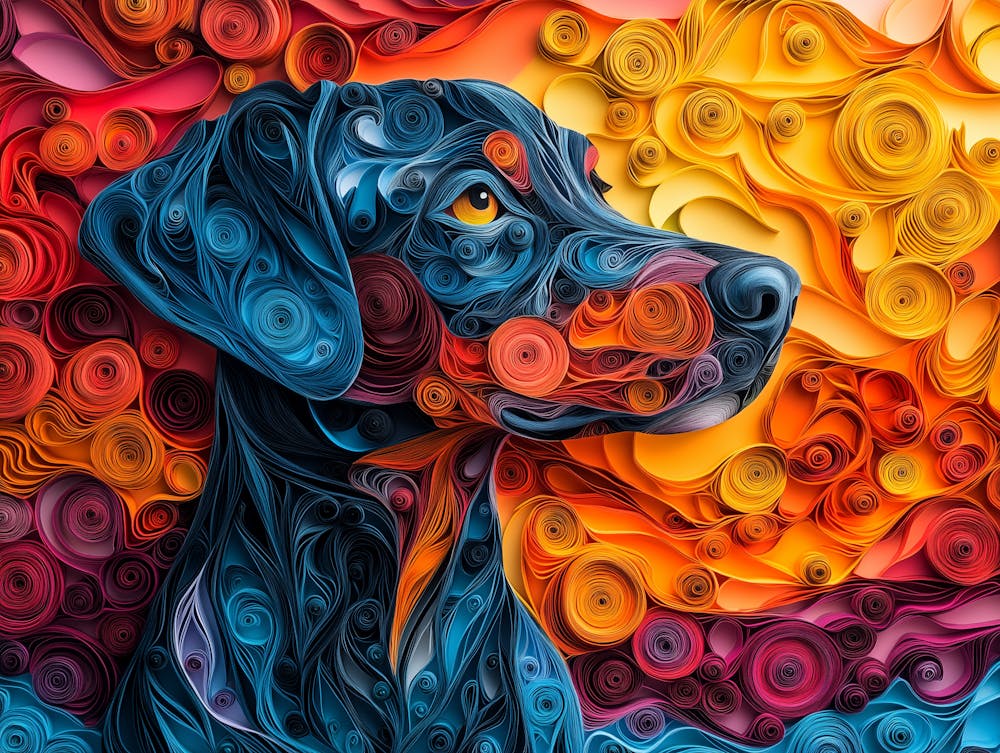 Doberman Pincher Paper Quilling Dog Portrait