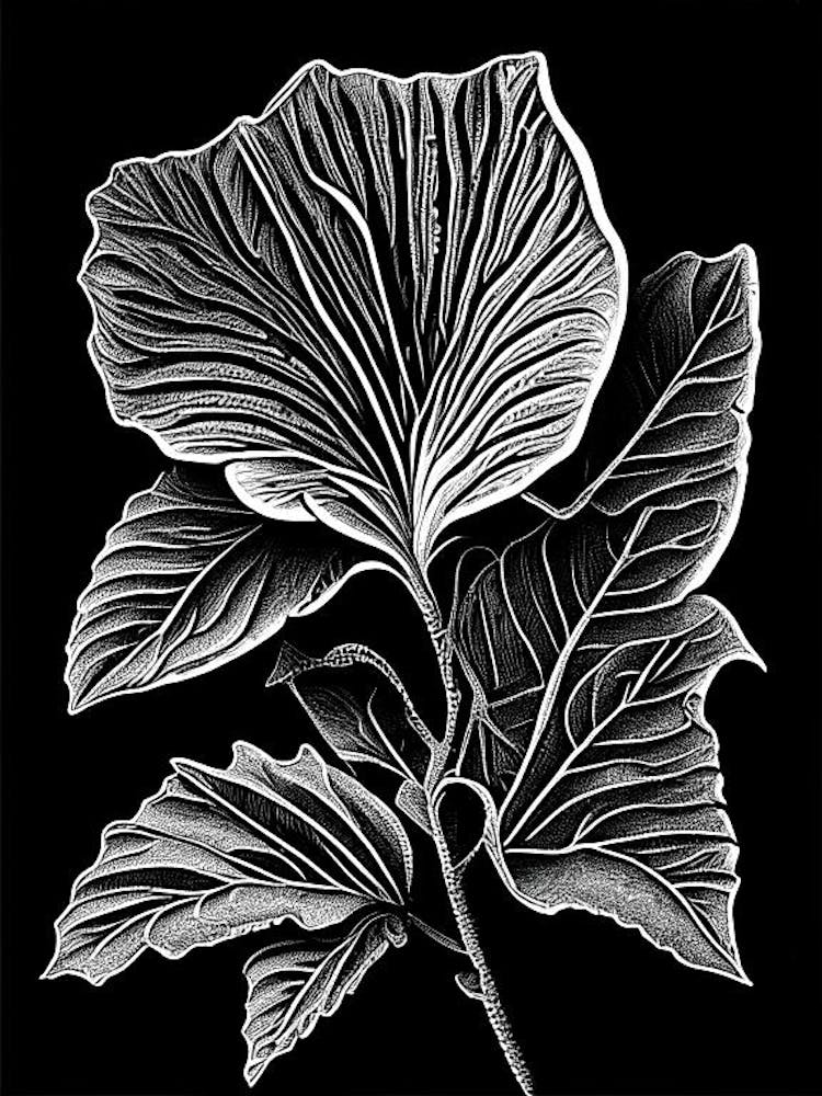 Primrose Leaf Linocut 3