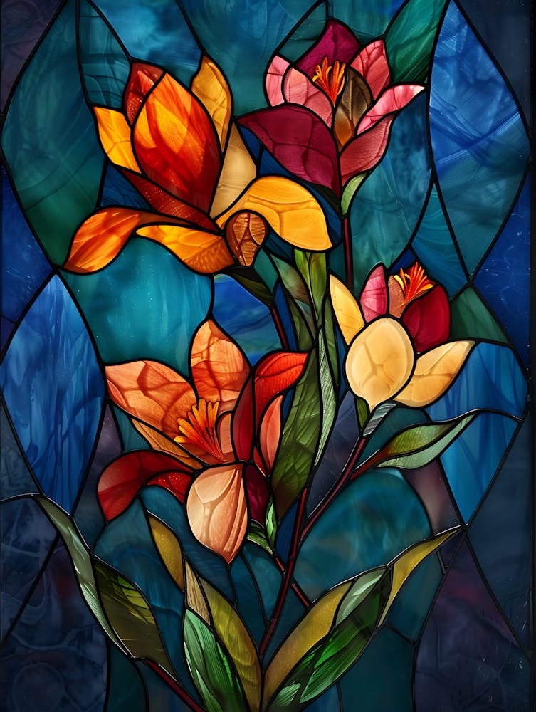 Bunte Buntglasblumen 11