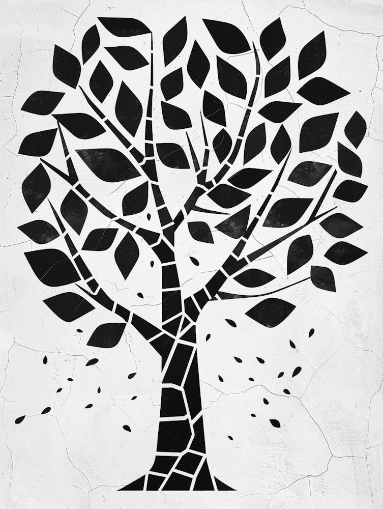 Lime Tree Simple Geometric Nature Stencil 2 1