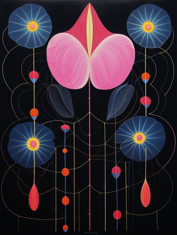 Fuchsia Hilma Af Klint Inspired Flower Illustration