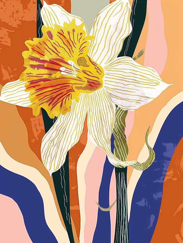 Colourful Flower Illustration Daffodil 1