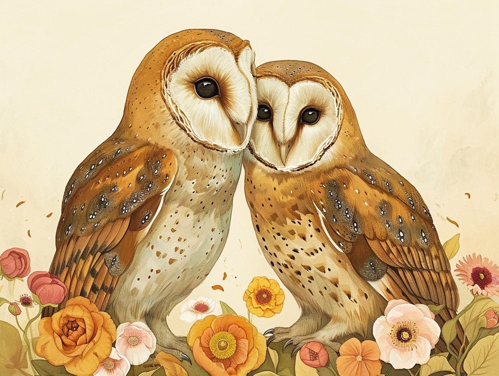 Floral Animal Illustration Owl 3