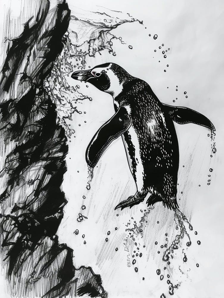 Emperor Penguin Diving Into The Water 1