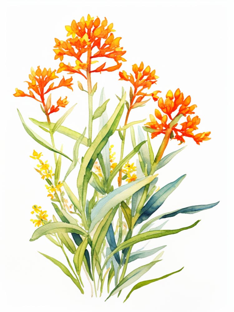 Butterfly Weed Wildflower In Watercolor  (1)