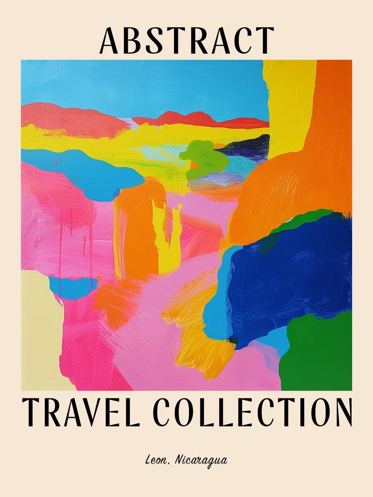 Abstract Travel Collection Poster Leon Nicaragua