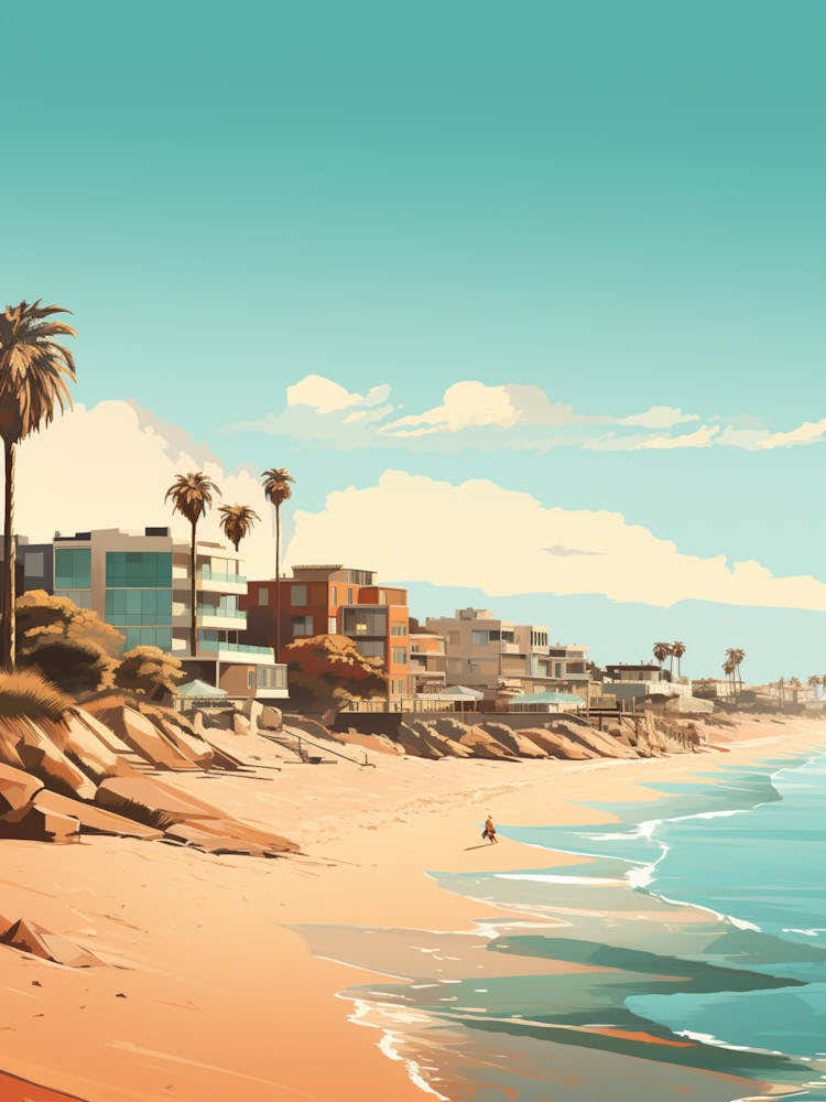 Abstract Illustration Of St Kilda Beach Australia Orange Hues 1