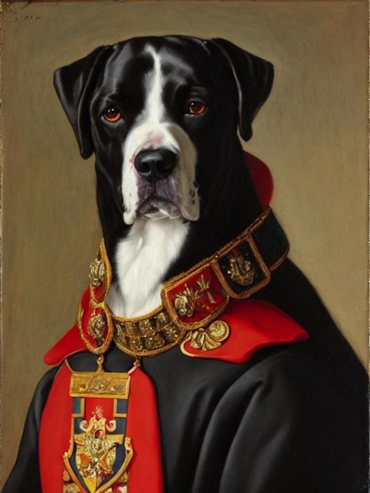 Dogo Argentino 2 Renaissance Portrait Oil Painting
