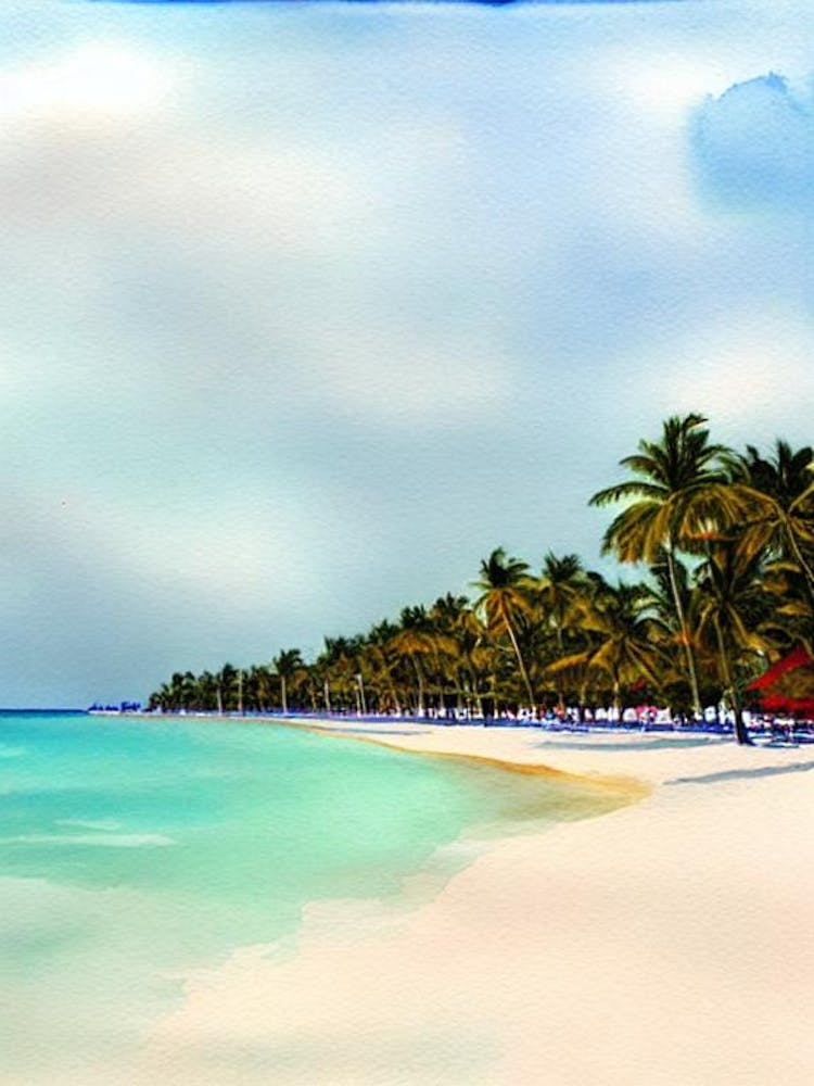 South Beach 3, Miami, Florida Watercolour