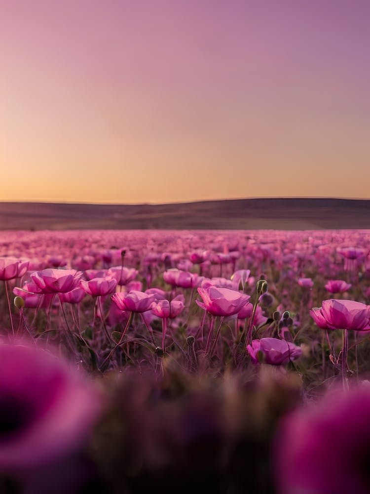 Poppy Field At Sunset