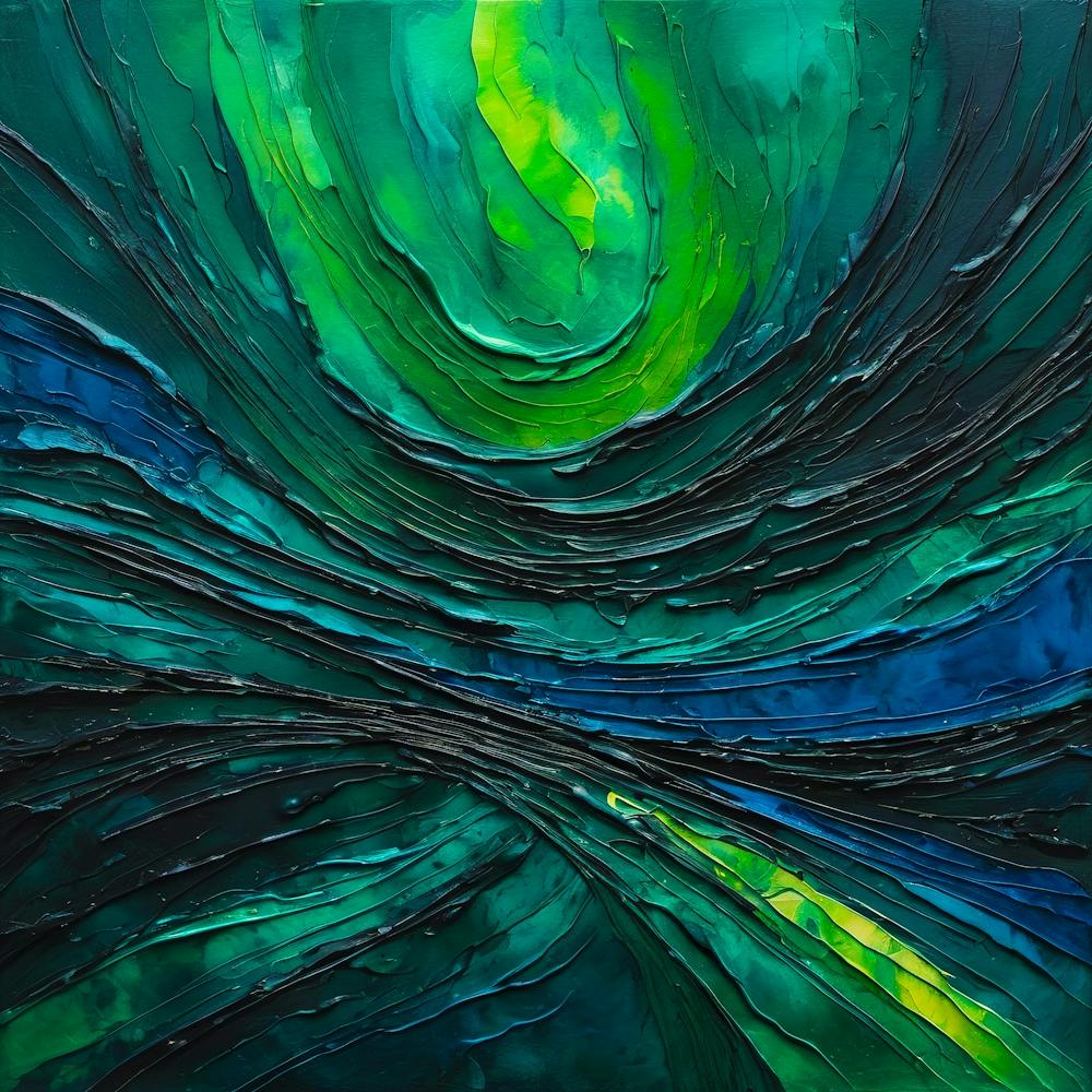 Abstract Painting Green and Blue Color 3