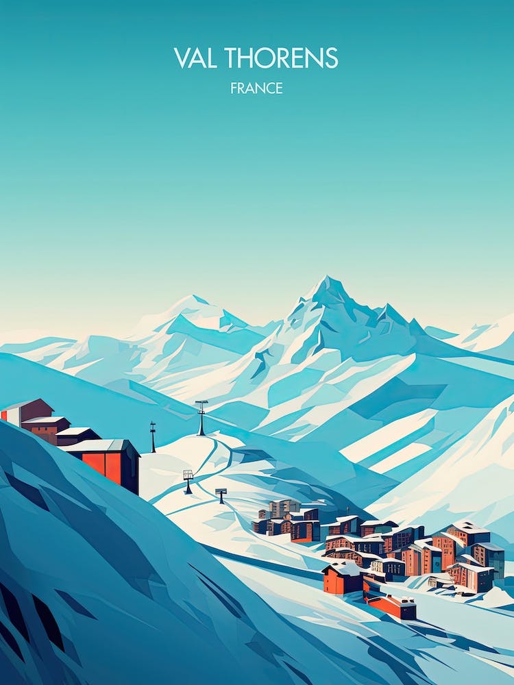 Poster Of Val Thorens   France, Ski Resort Illustration 2