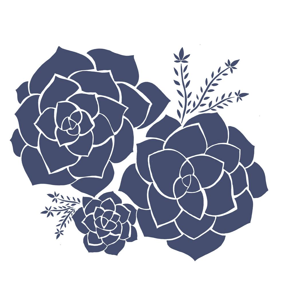 Succulent Flowers Blue