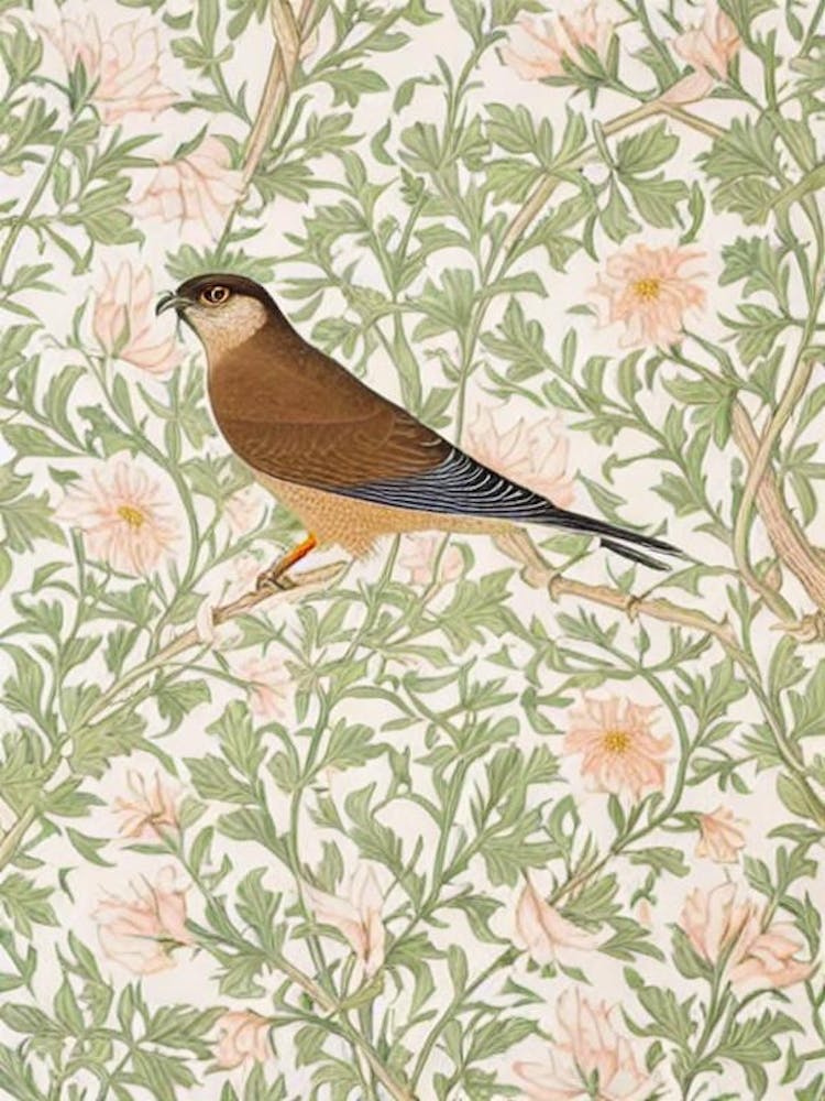 Eurasian Sparrowhawk 2 William Morris Style Bird