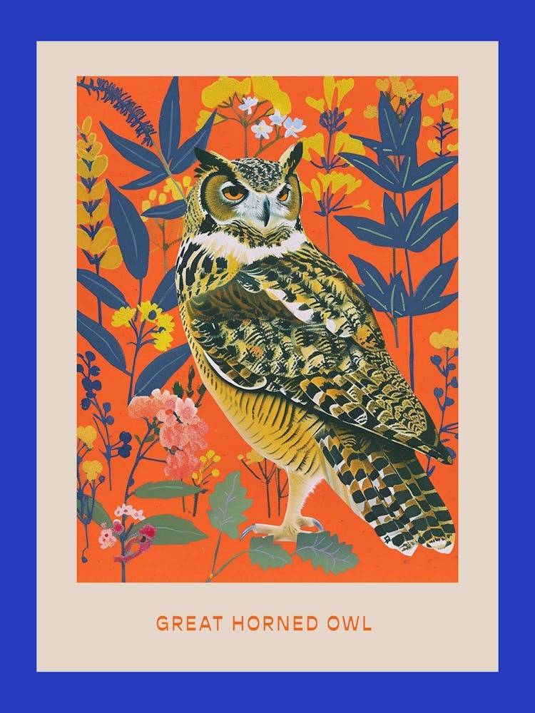 Spring Birds Poster Great Horned Owl 3