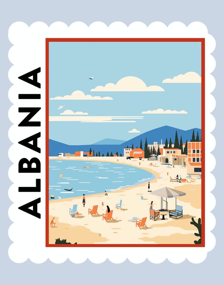 Albania 2 Travel Stamp Poster