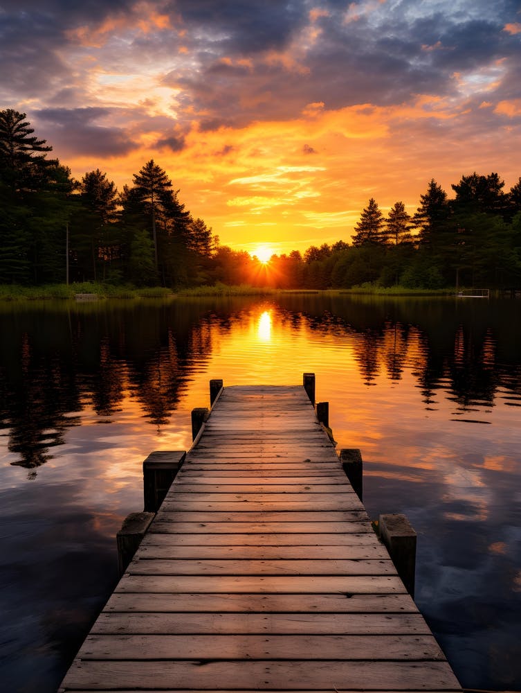 Wooden Lake Path in the Sunset 1