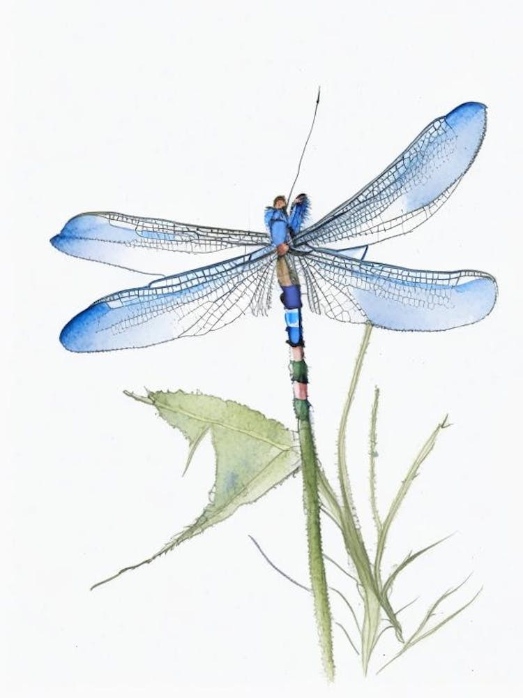 Blue Dasher Dragonfly Pencil Illustration 2