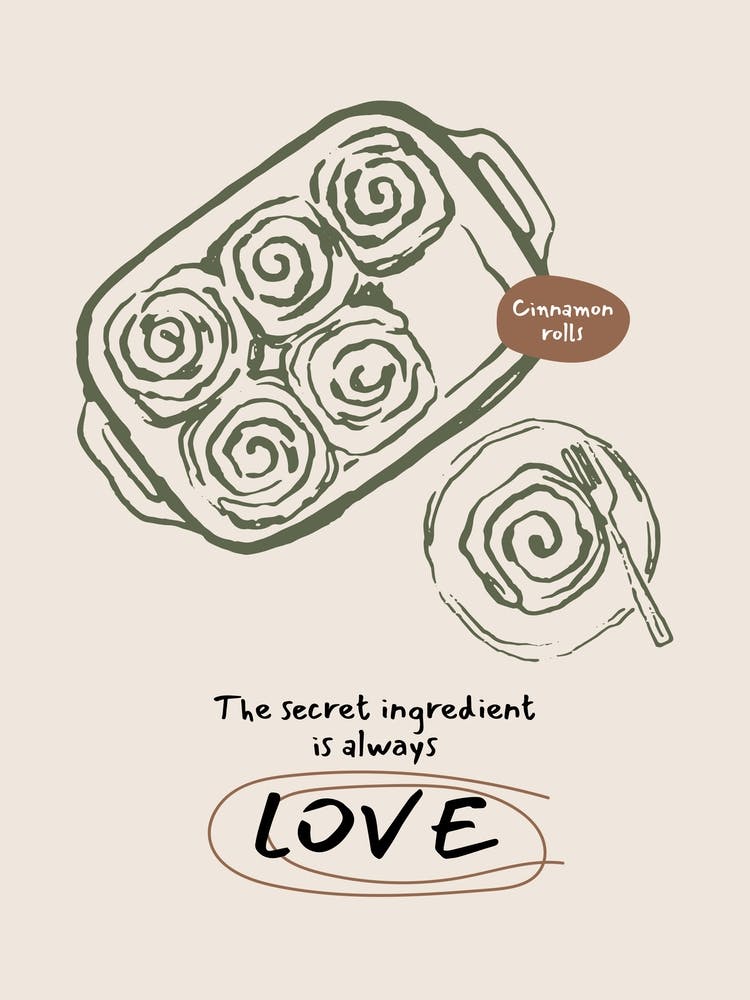 The Secret Ingredient Is Love Poster – Baking for Kitchen Wall Decor