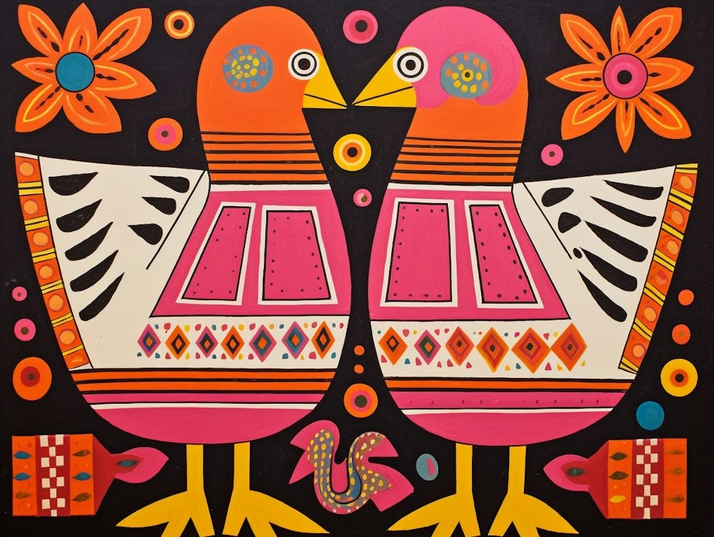 Duck 1 Folk Style Animal Illustration