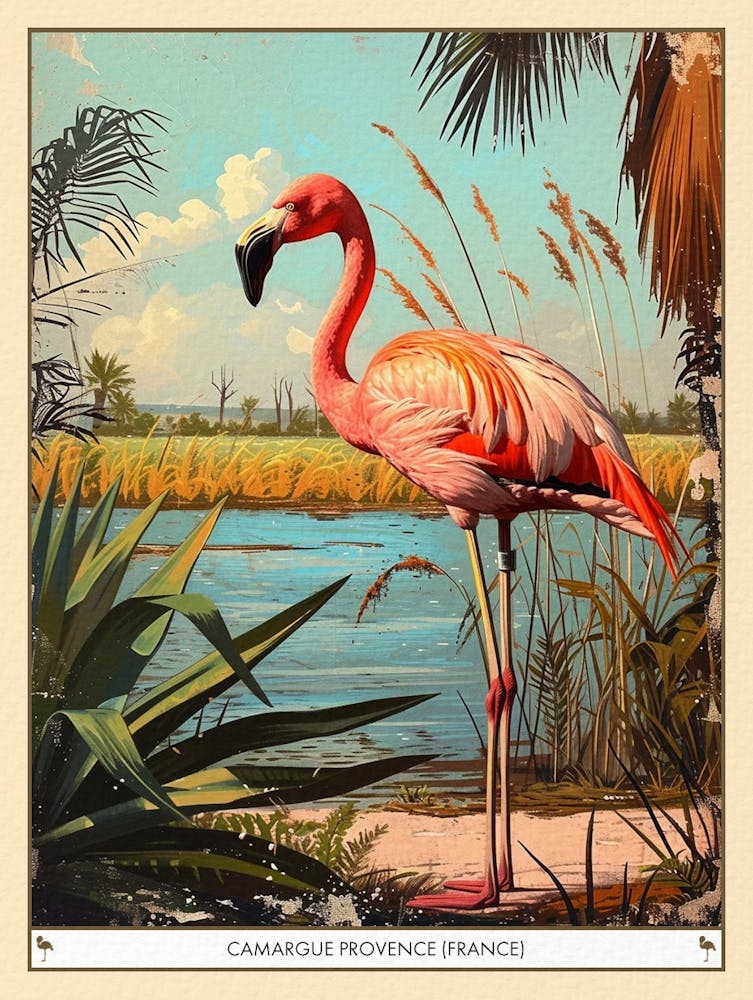 Greater Flamingo Camargue Provence France Tropical Illustration 9 Poster