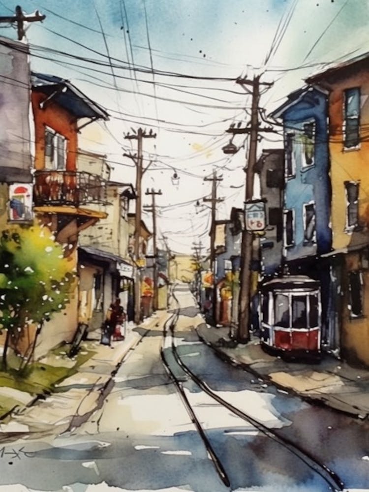 Painting Of Toronto Canada In The Style Of Watercolour 2