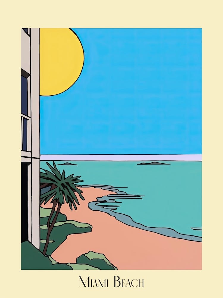 Poster Of Minimal Design Style Of Miami Beach, Usa 2