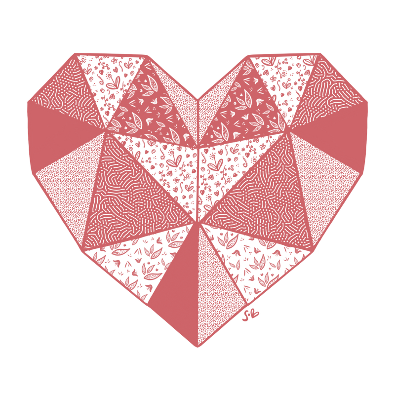 Floral Patchwork Fabric Heart Pink