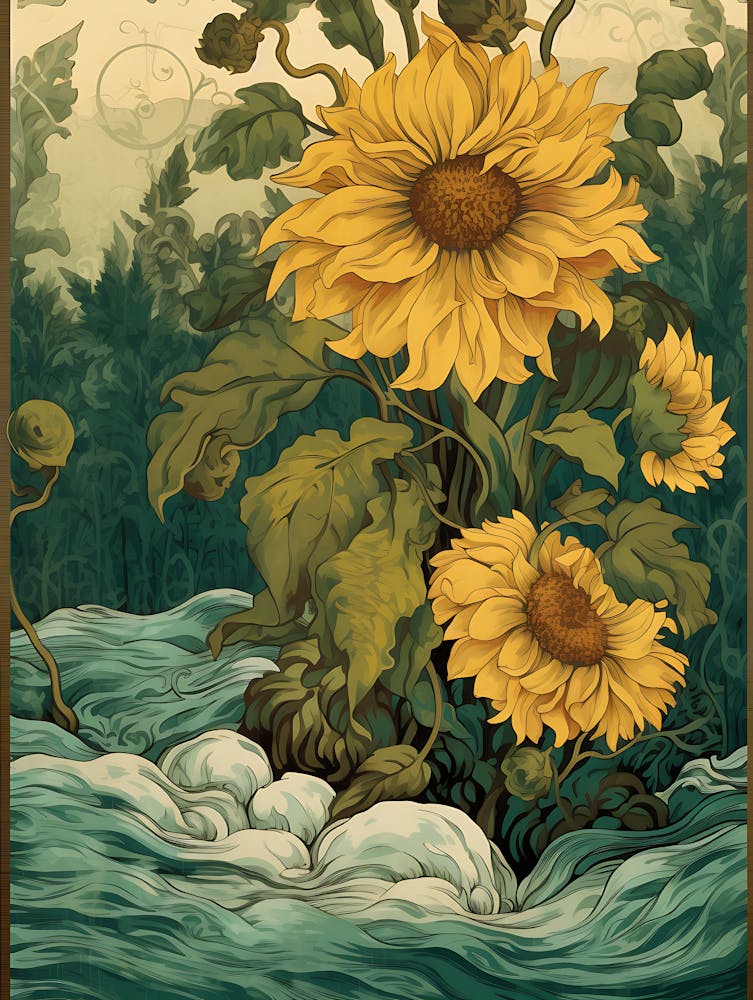 Sunflowers In The Stream