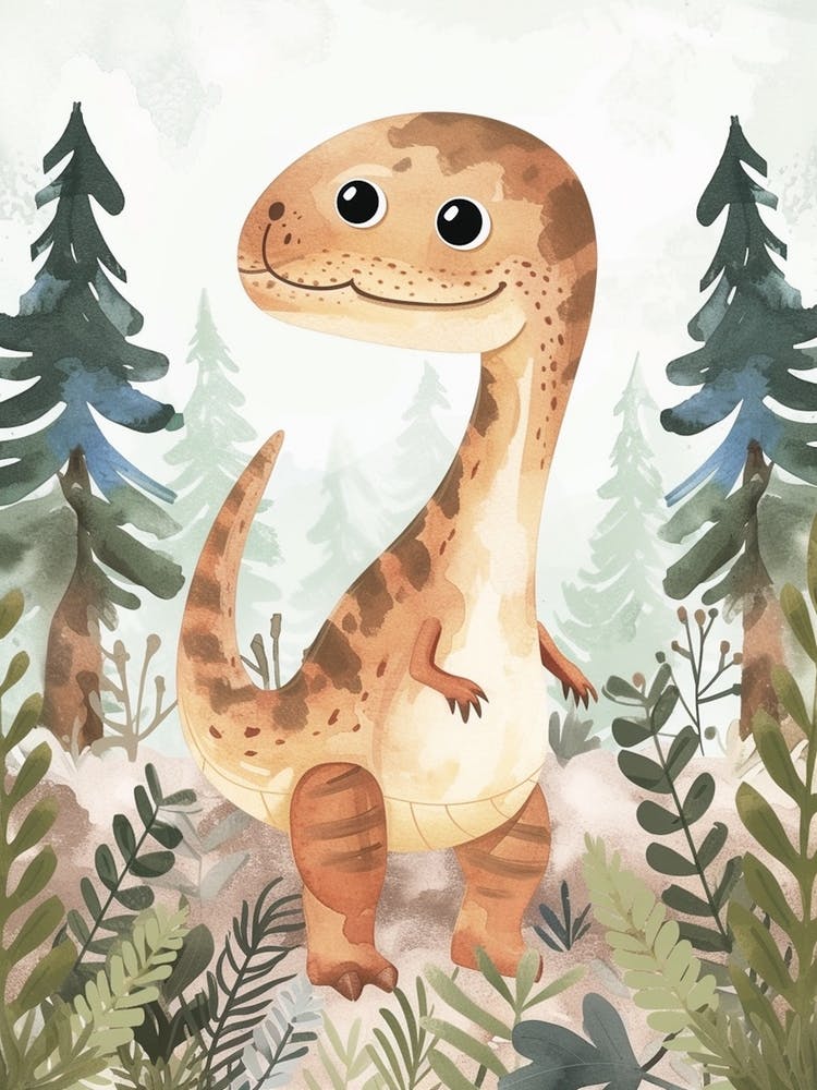 Cute Utahraptor Dinosaur Watercolour