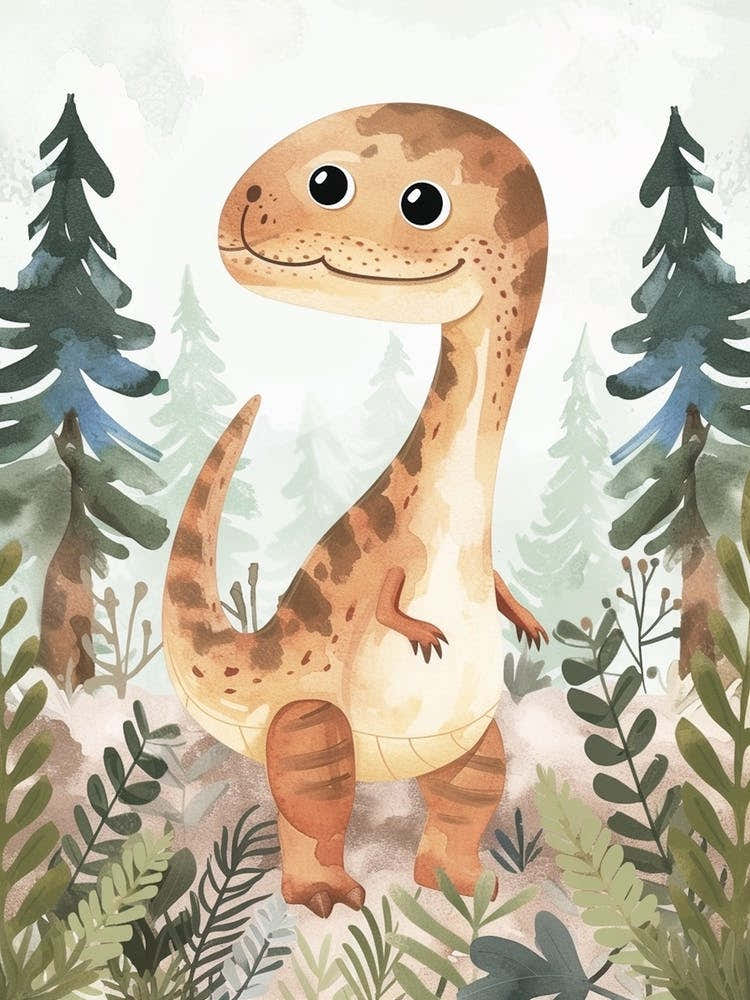 Cute Utahraptor Dinosaur Watercolour