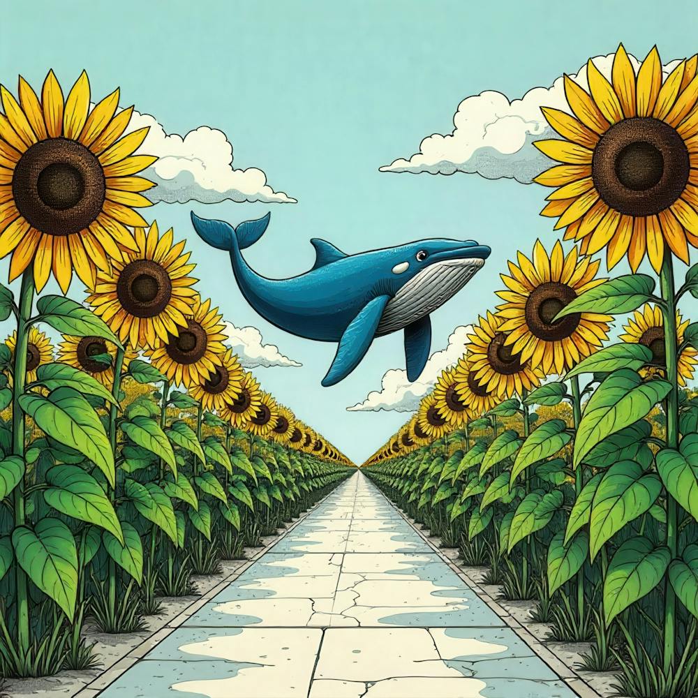 Whale In Sunflowers