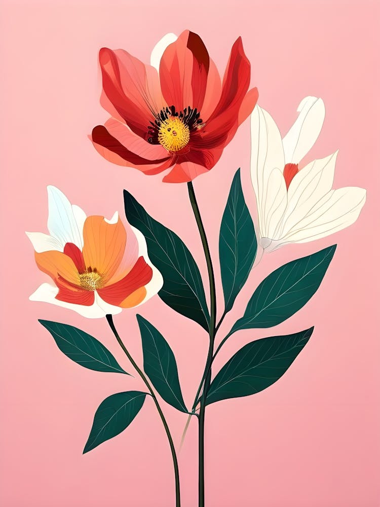 Flowers On A Pink Background 6