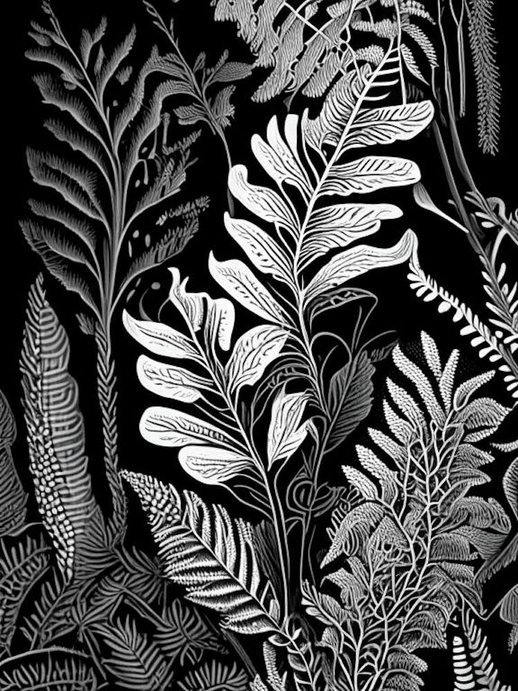 Cinnamon Fern Wildflower Linocut