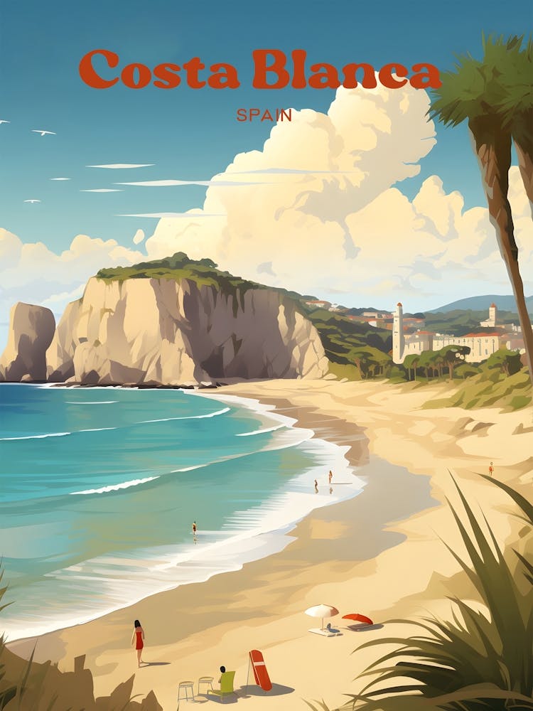 Costa Blanca Spain Beach Modern Travel Art
