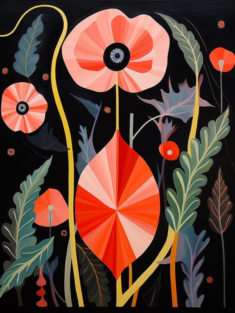 Poppy 2 Hilma Af Klint Inspired Flower Illustration
